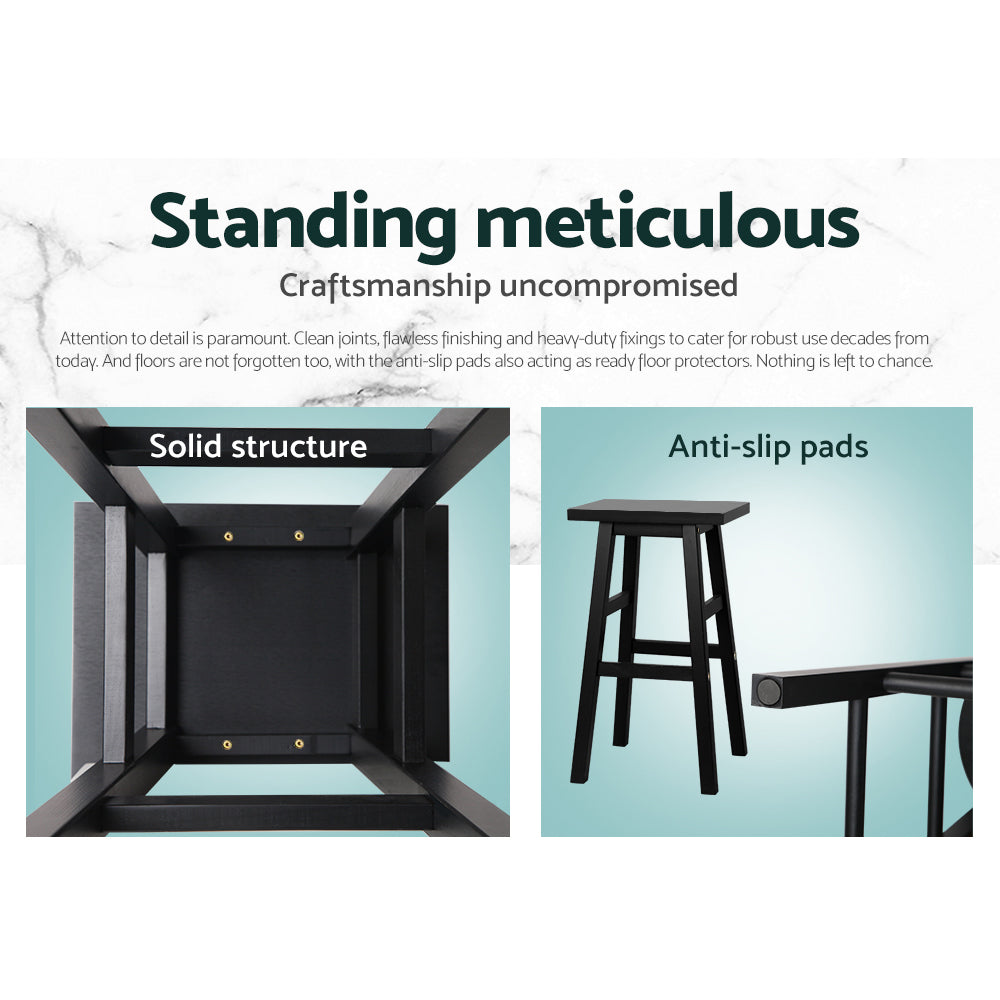 Baden Wooden Bar Stools – Black – Set of 4