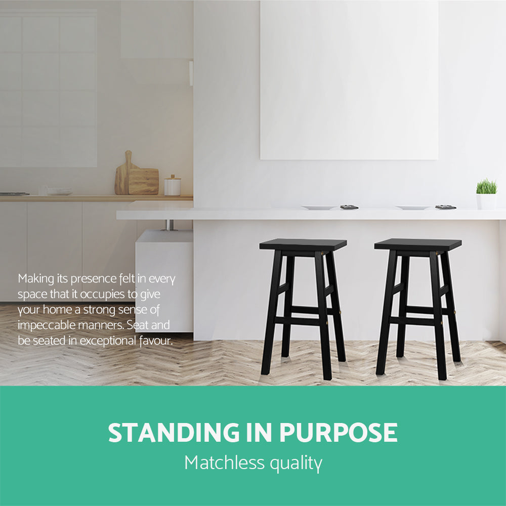 Baden Wooden Bar Stools – Black – Set of 4