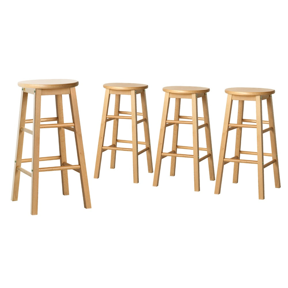 Hartwell Round Wooden Bar Stools – Brown – Set of 4
