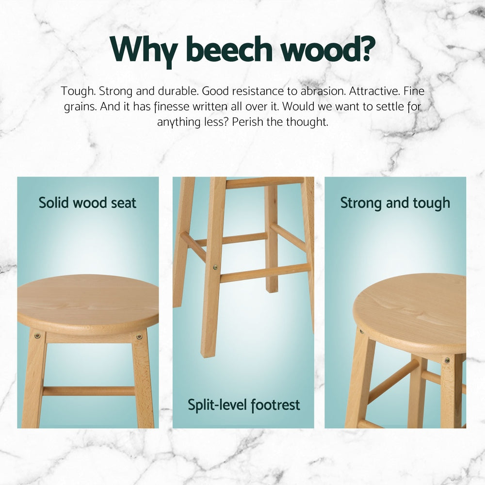 Hartwell Round Wooden Bar Stools – Brown – Set of 4