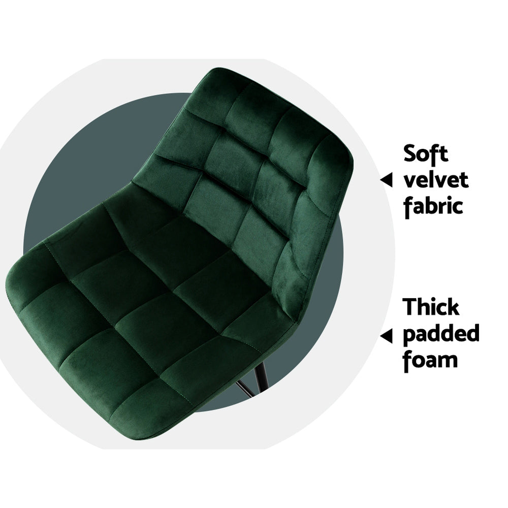 Halston Velvet Shell Bar Stools – Green – Set of 2