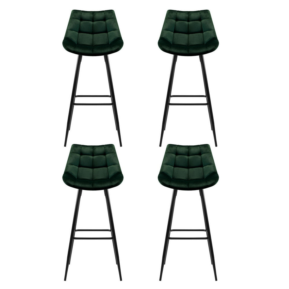 Kendall Tufted Velvet Bar Stools – Green – Set of 4