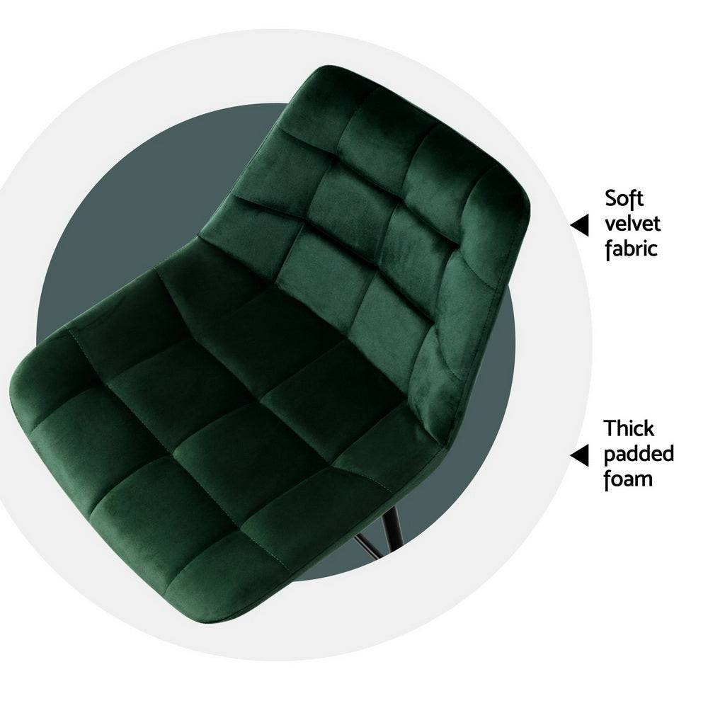 Kendall Tufted Velvet Bar Stools – Green – Set of 4