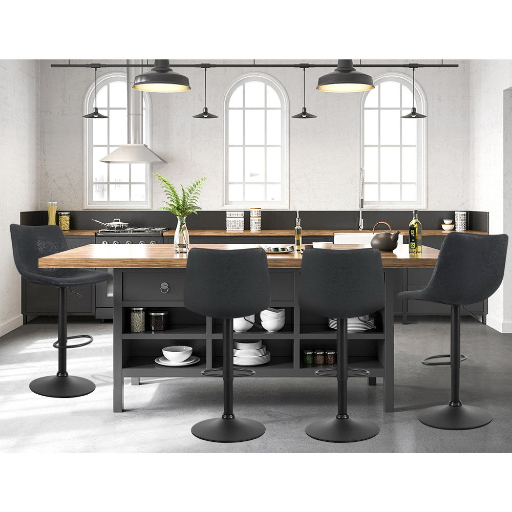 Hexton Vintage Bar Stools – Black – Set of 2