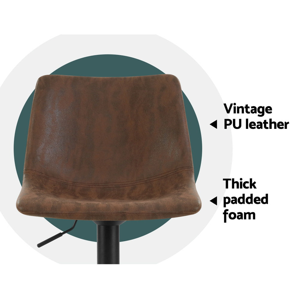 Nara Gas Lift Vintage Swivel Bar Stools – Brown – Set of 2