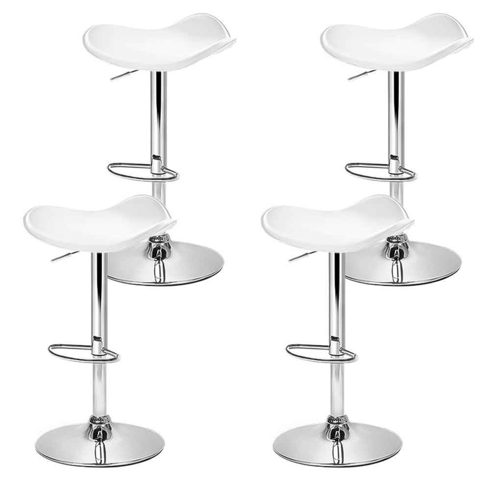 Hudson Swivel Leather Bar Stools – White – Set of 4