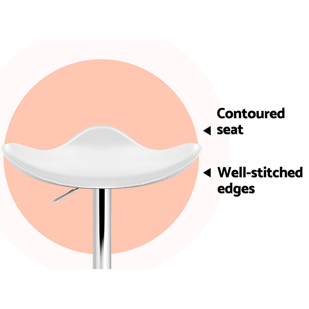 Hudson Swivel Leather Bar Stools – White – Set of 4