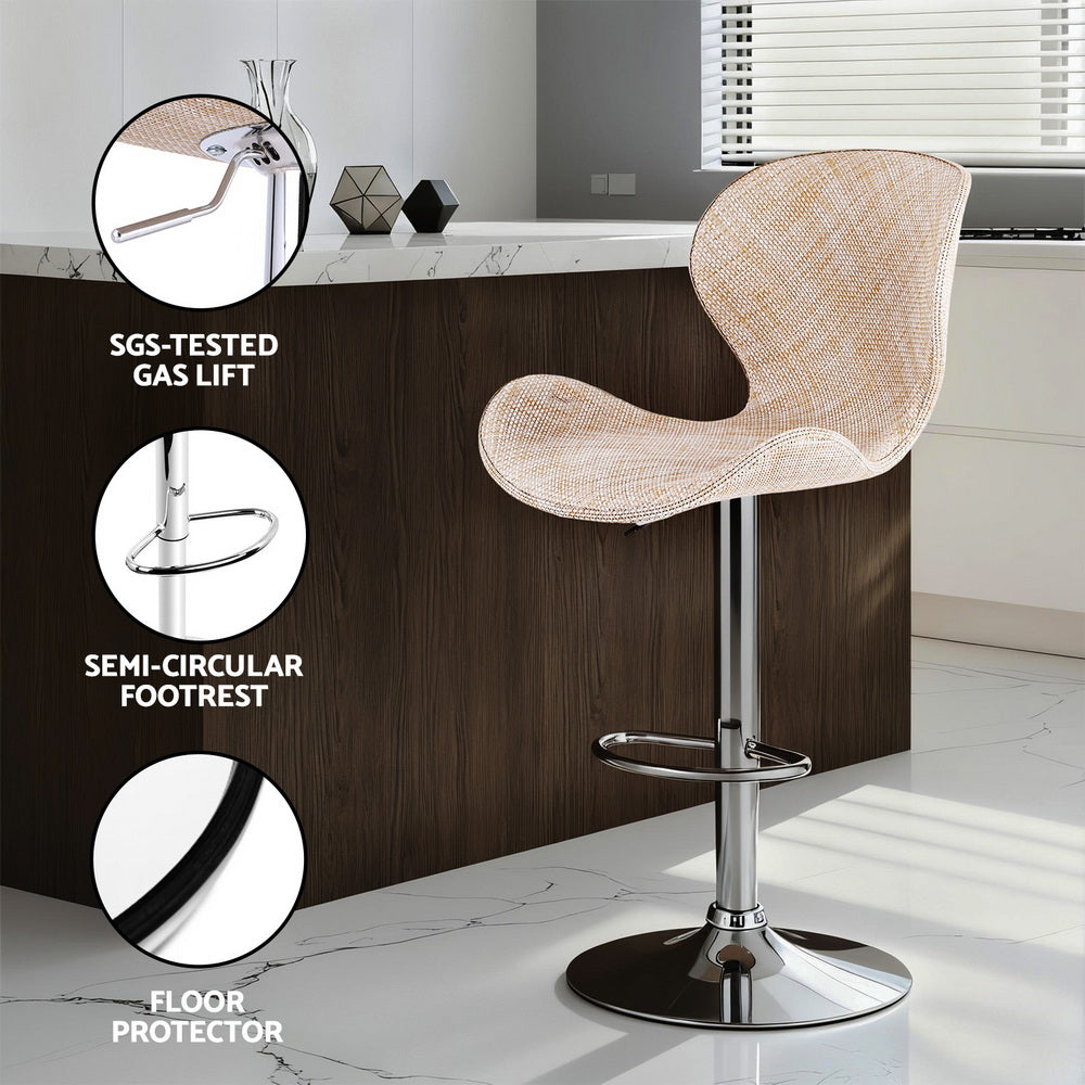 Arlo Swivel Gas Lift Bar Stools with Wing Design – Beige – Set of 2