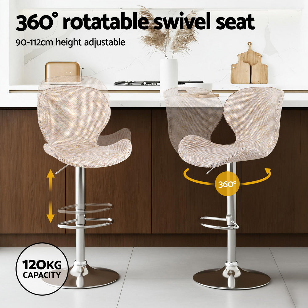 Cove Swivel Gas Lift Counter Stools – Beige – Set of 4