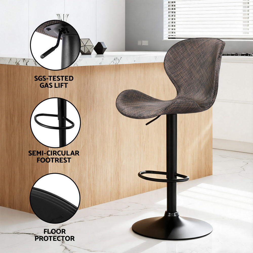 Cove Swivel Gas Lift Bar Stools with Wing Design – Brown – Set of 2