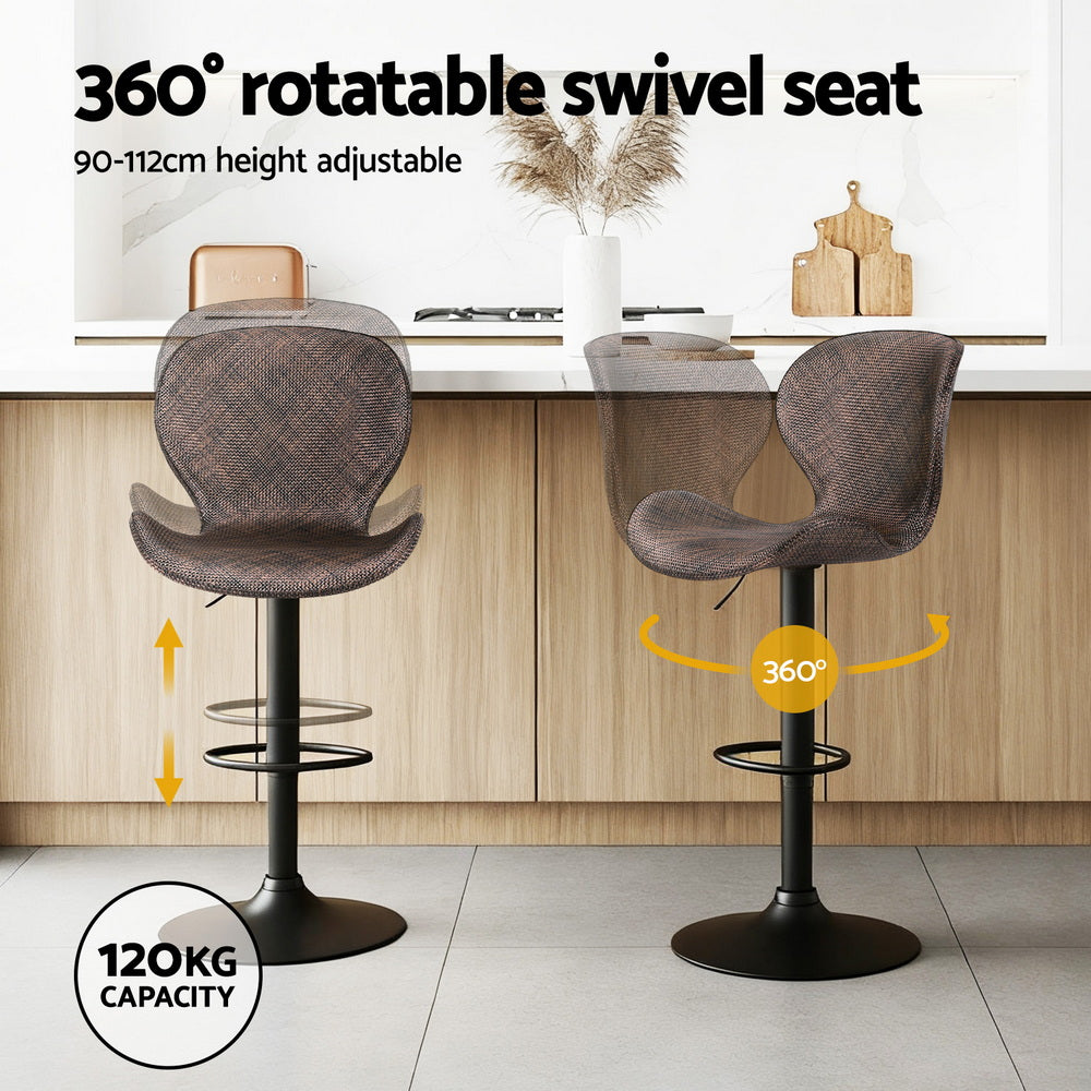 Meridian Wing Swivel Bar Stools – Brown – Set of 4