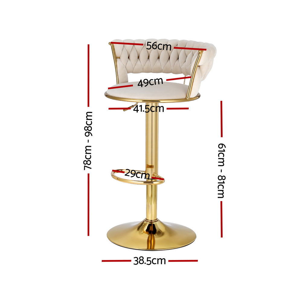 Vivien Bar Stools with Velvet Woven Backrest – Ivory – Single