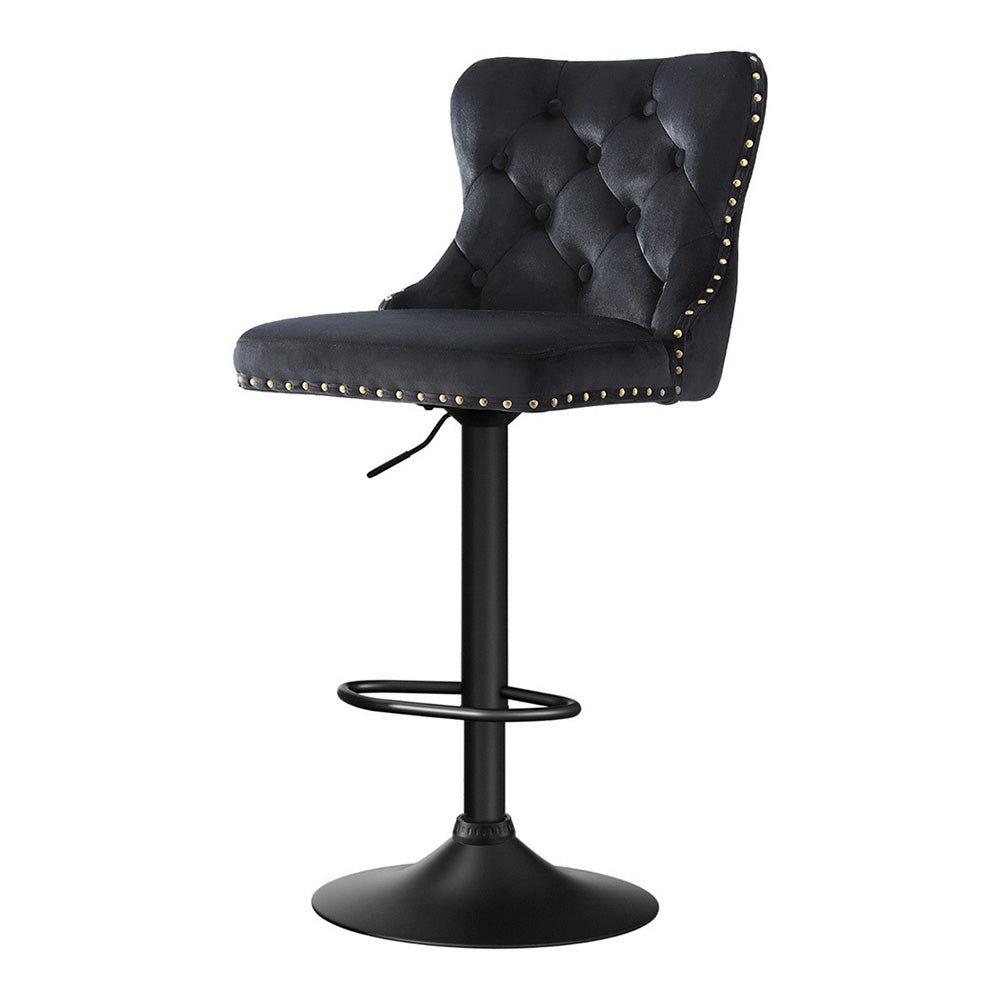 Haven 1x Velvet Bar Stool Adjustable Height Nailhead Trim Kitchen Counter Stool