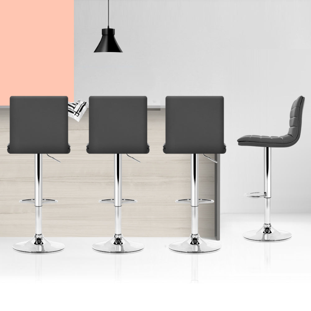 Haven Swivel Bar Stools – Grey & Chrome – Set of 4