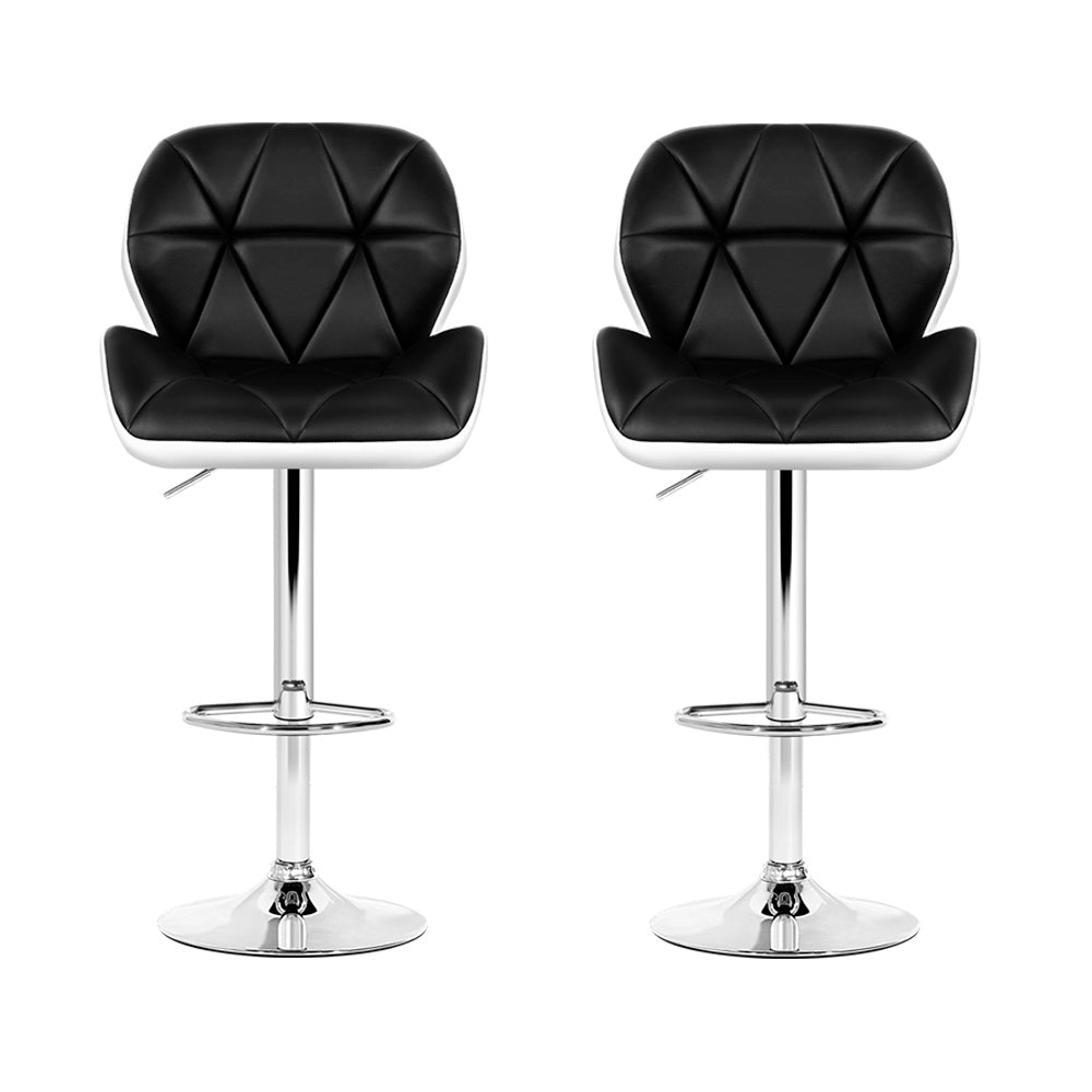 Cosmos Leather Gas Lift Bar Stools – Black & White – Set of 2
