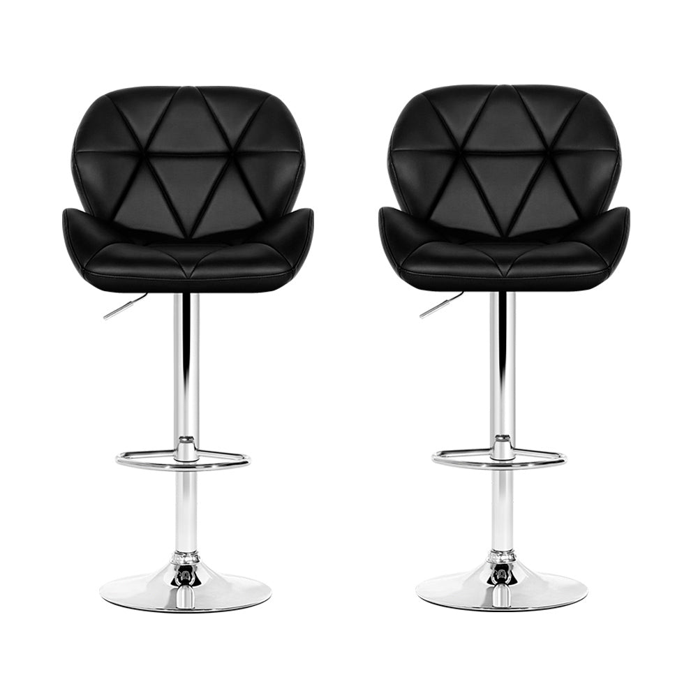 Meridian Leather Gas Lift Bar Stools – Black – Set of 2
