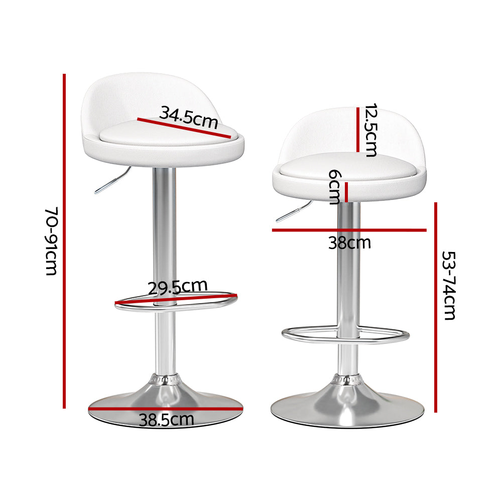 Nuvo Gas Lift Swivel Bar Stools – White – Set of 2