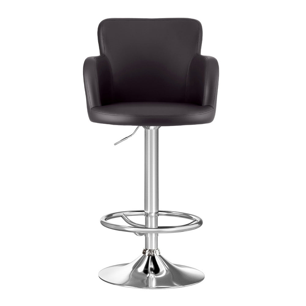 Linden Leather Gas Lift Bar Stools – Brown – Set of 2