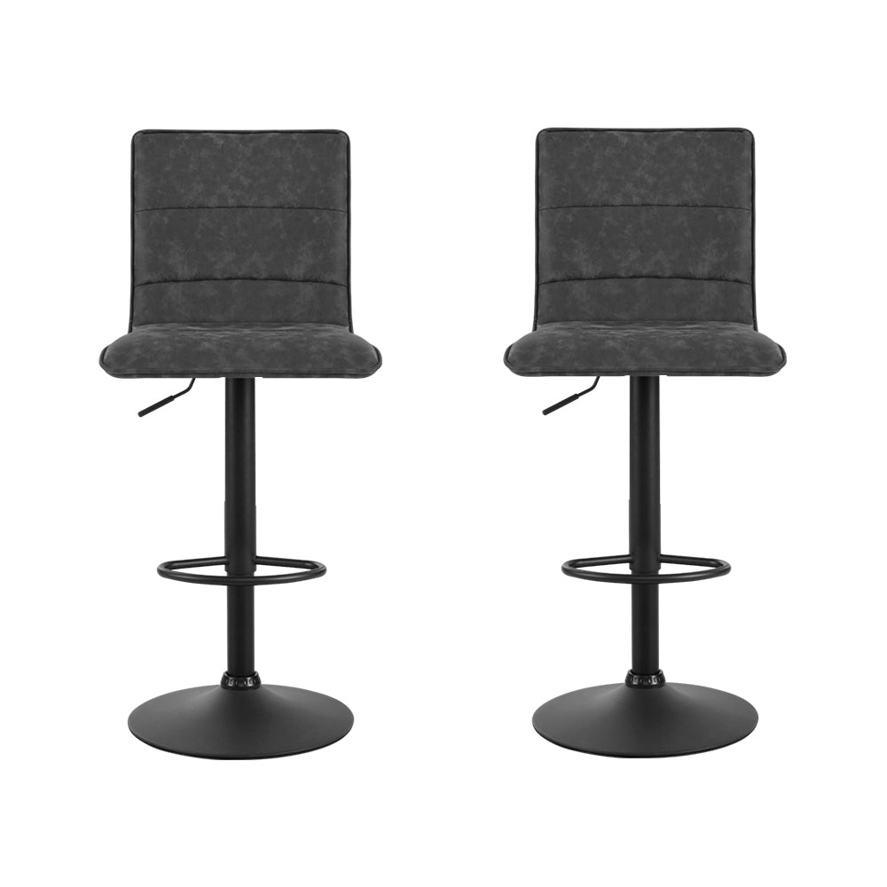 Marlon Leather Bar Stools – Grey – Set of 2