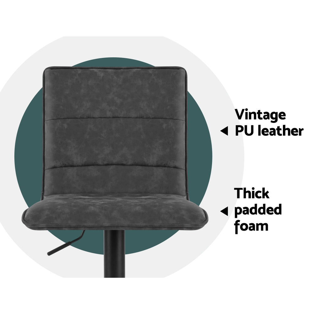 Marlon Leather Bar Stools – Grey – Set of 2