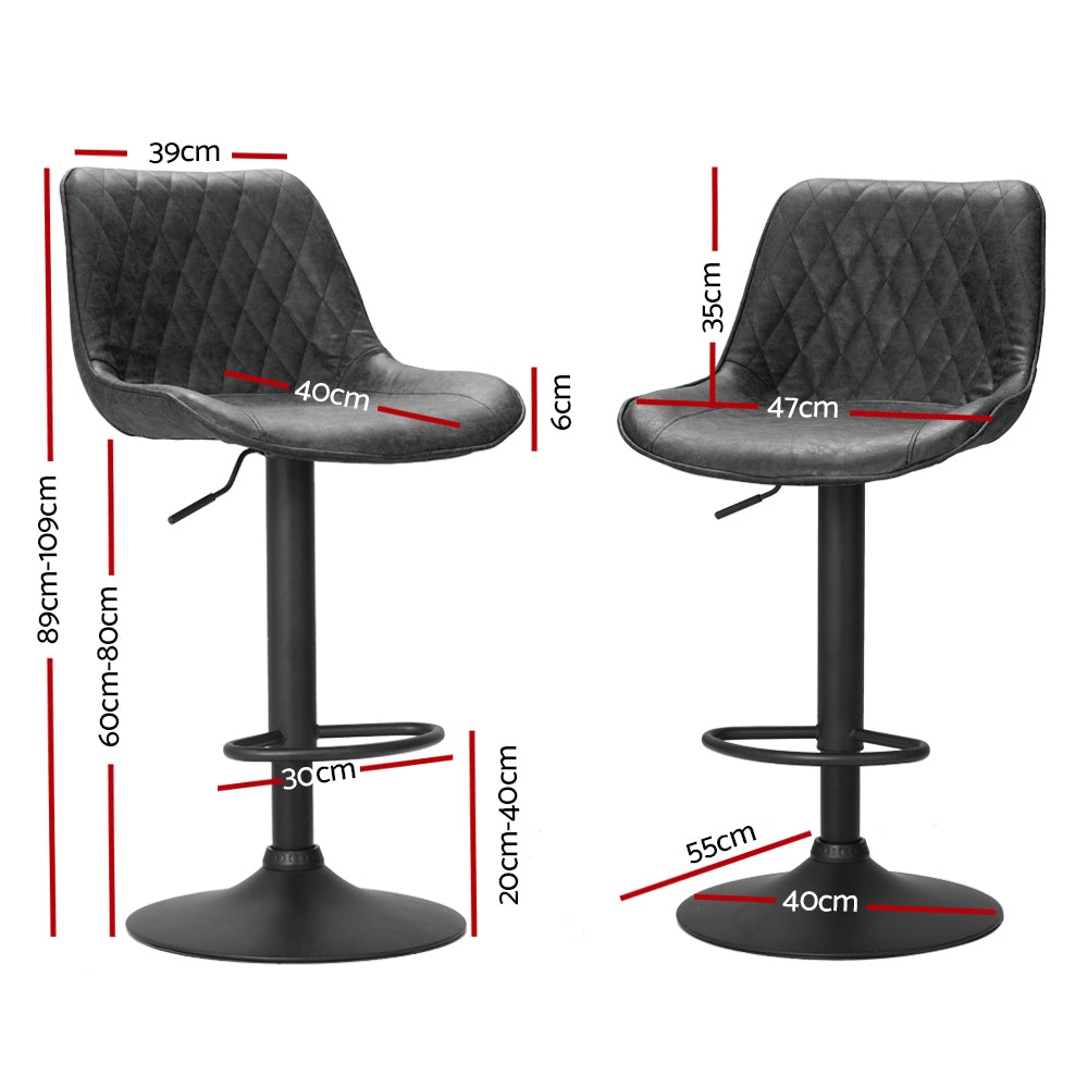 Rowan Vintage Gas Lift Bar Stools – Black – Set of 2