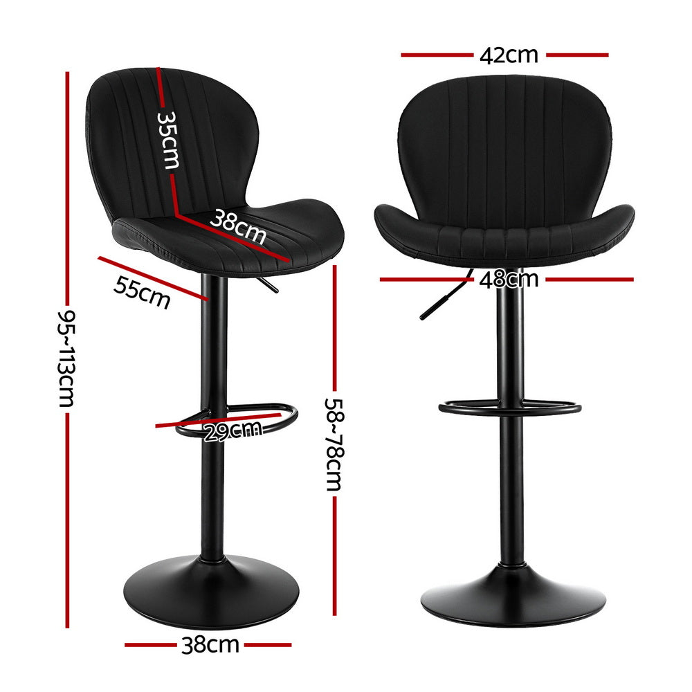 Atlas Swivel Gas Lift Bar Stools with Shell Design – Black – Set of 2