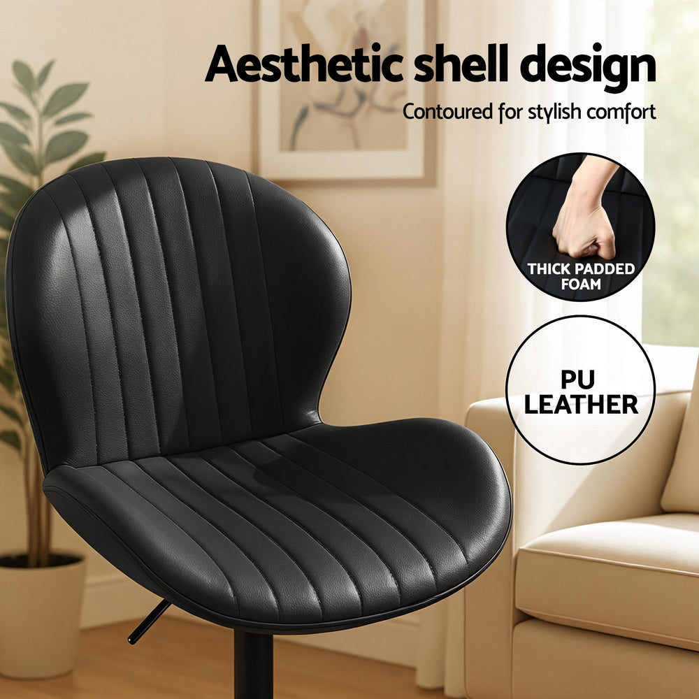 Kairo Swivel Gas Lift Counter Stools – Black – Set of 4