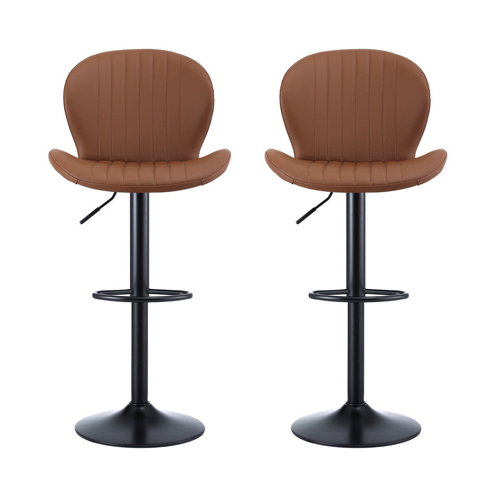 Nova Swivel Gas Lift Bar Stools with Shell Design – Brown – Set of 2
