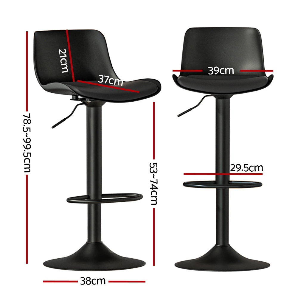 Kairo Gas Lift Bar Stools – Black – Set of 2