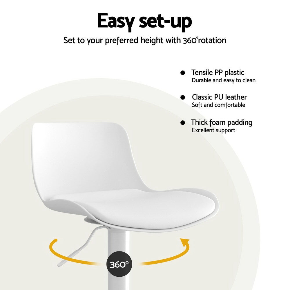 Fynn Swivel Bar Stools – White – Set of 4