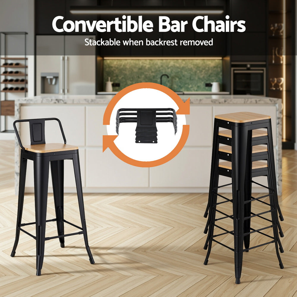 Nova Stackable Bar Stools – Black – Set of 2