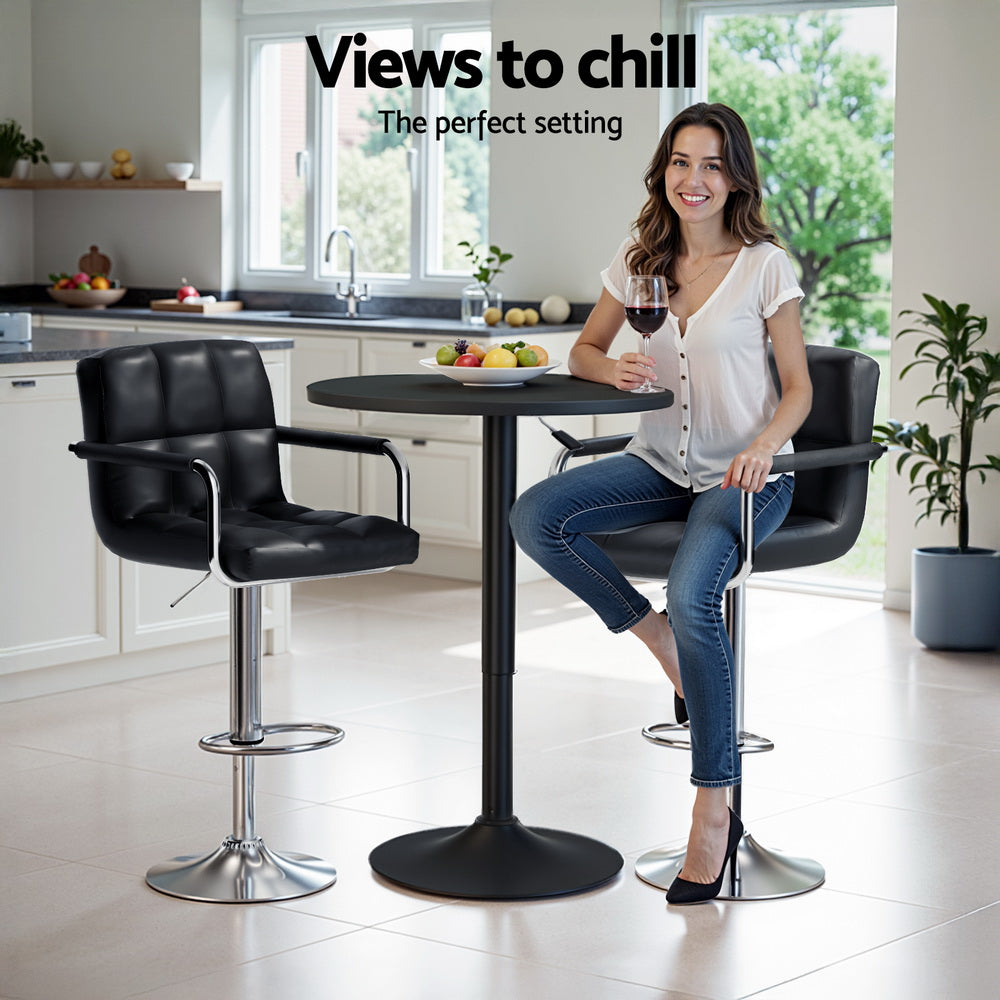 Meridian Bar Table & Stool Set – Black – Set of 3