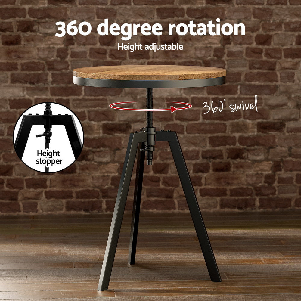 Alderon Industrial Bar Table & Stool Set – Brown – Set of 3