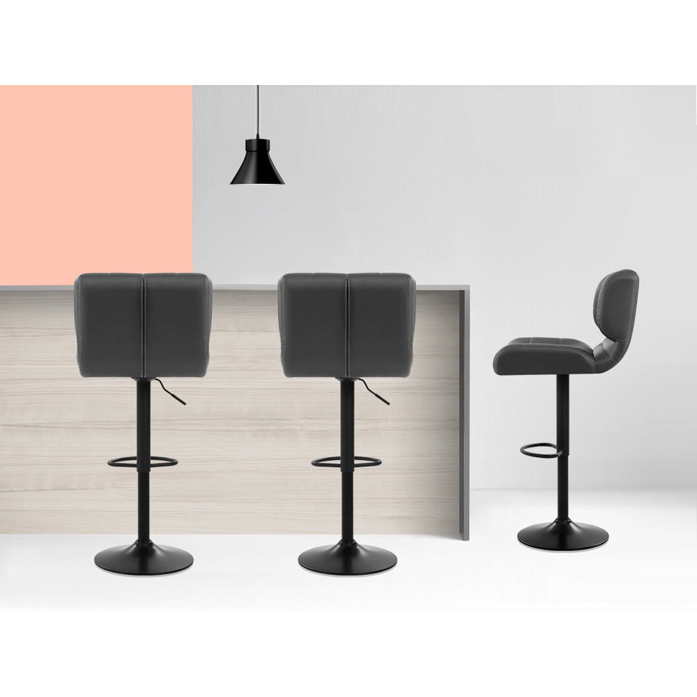 Fiora Gas Lift Leather Bar Stools – Grey – Set of 2