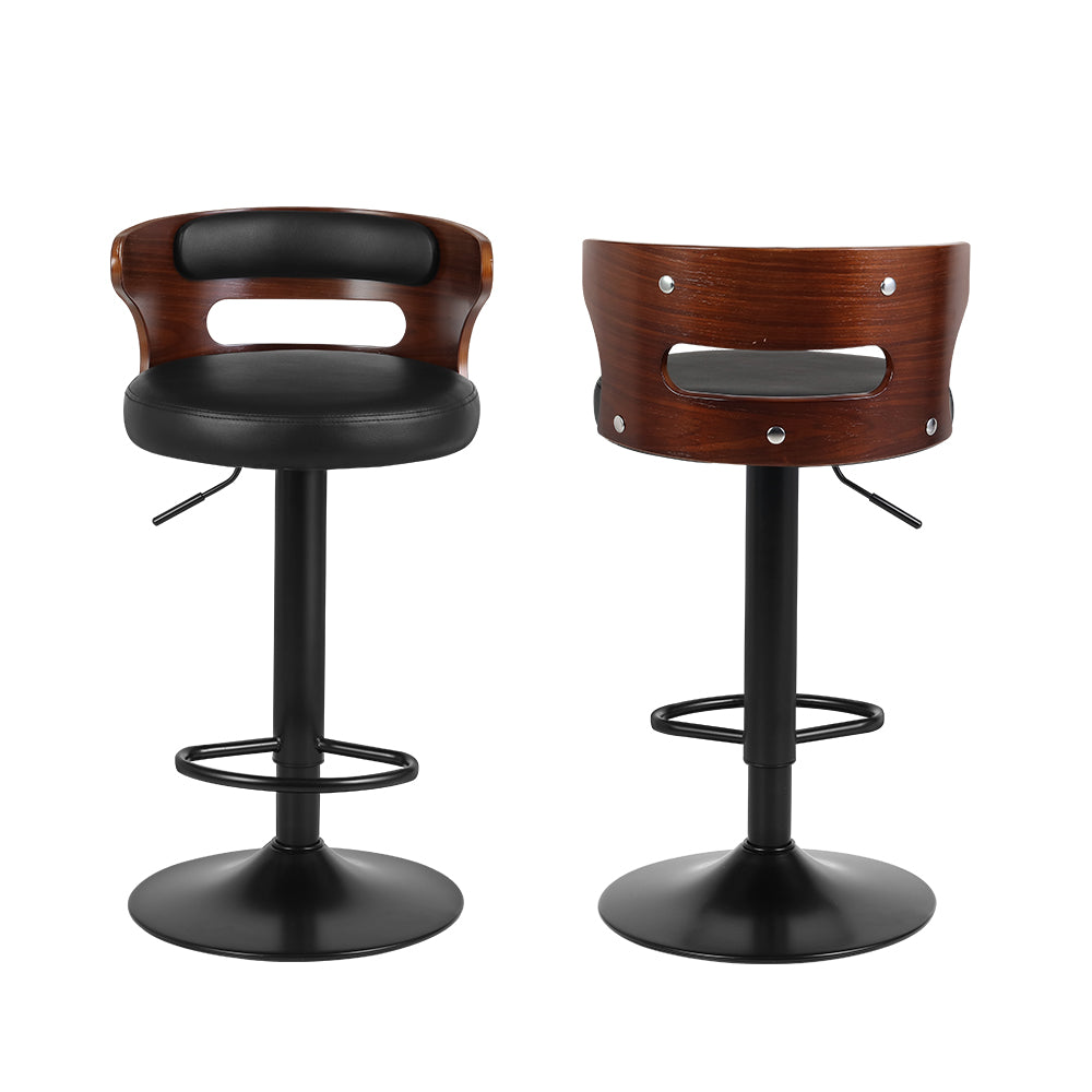 Fiora Gas Lift Leather Bar Stools – Black – Set of 2