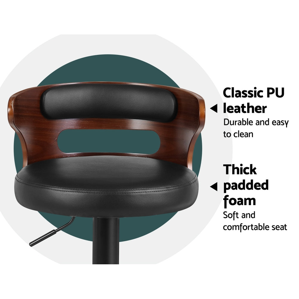 Fiora Gas Lift Leather Bar Stools – Black – Set of 2