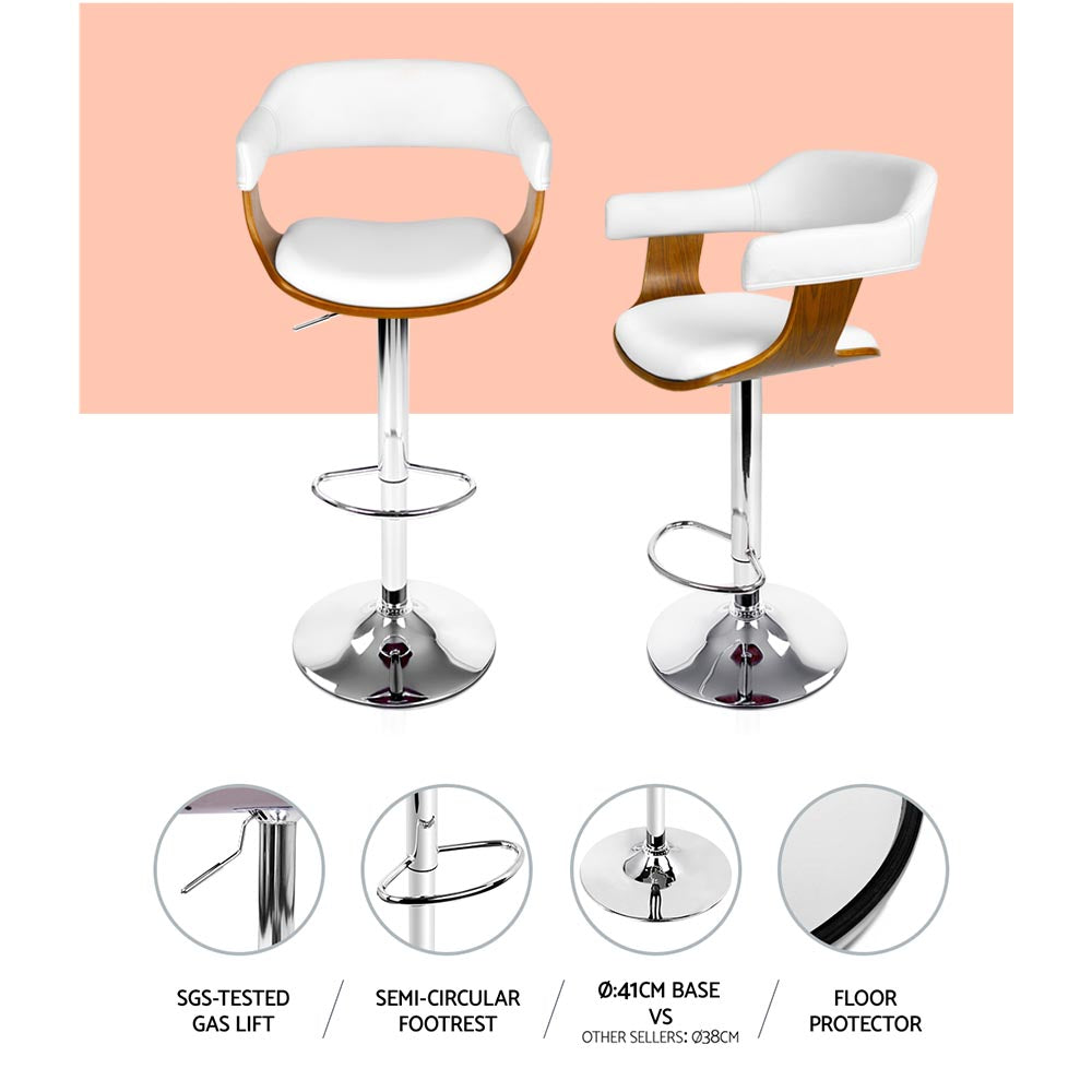 Kairo Wooden Bar Stool – White – Single