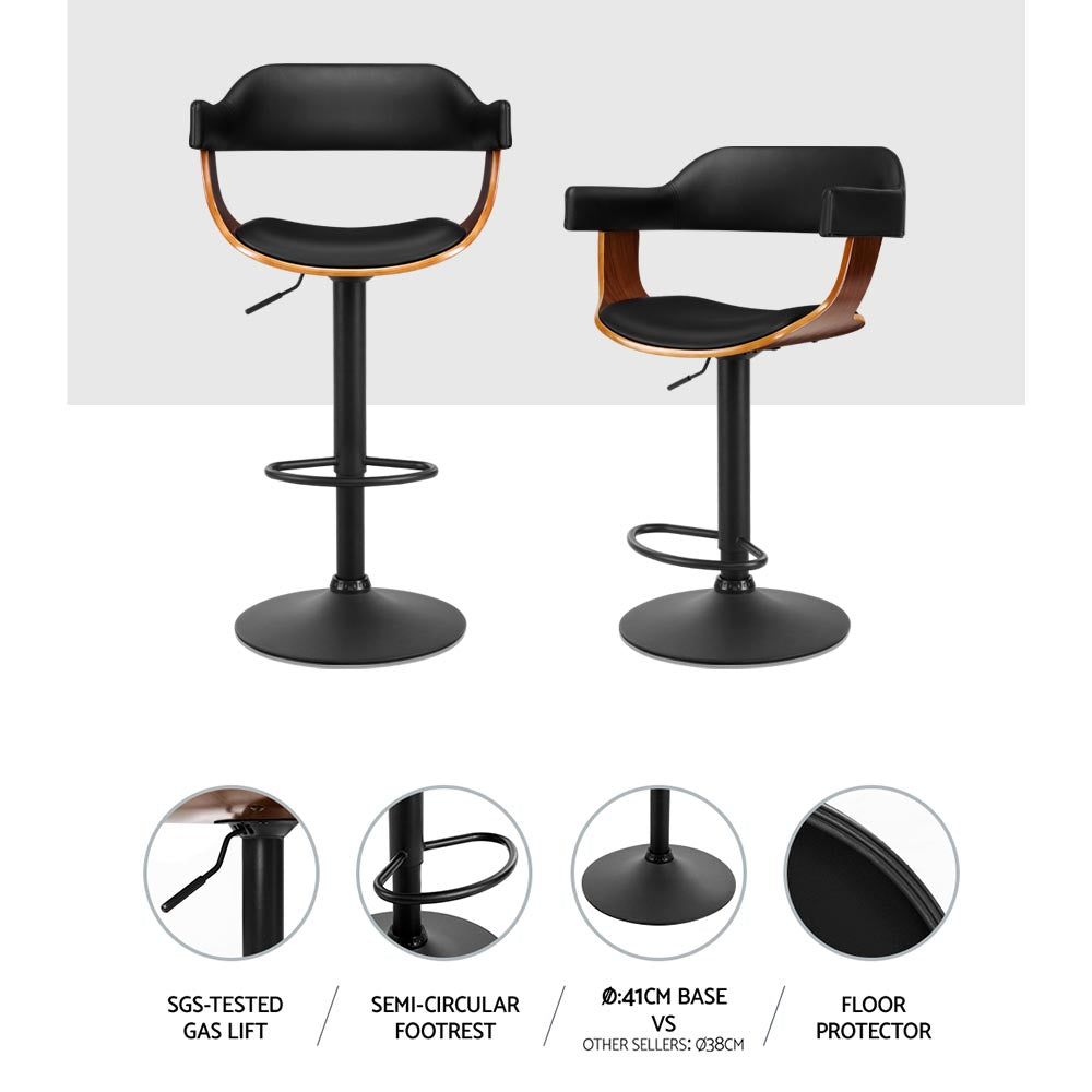 Selina Bar Stool with Armrests – Black – Single