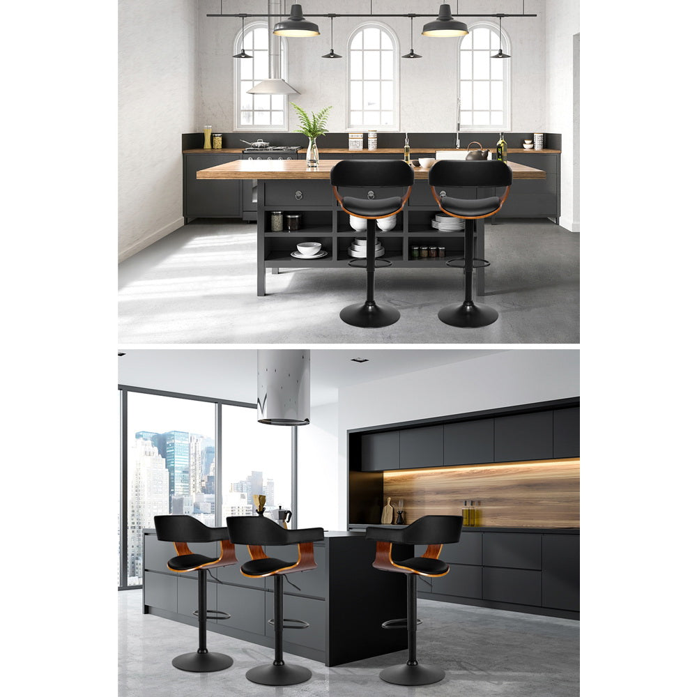 Selina Bar Stool with Armrests – Black – Single