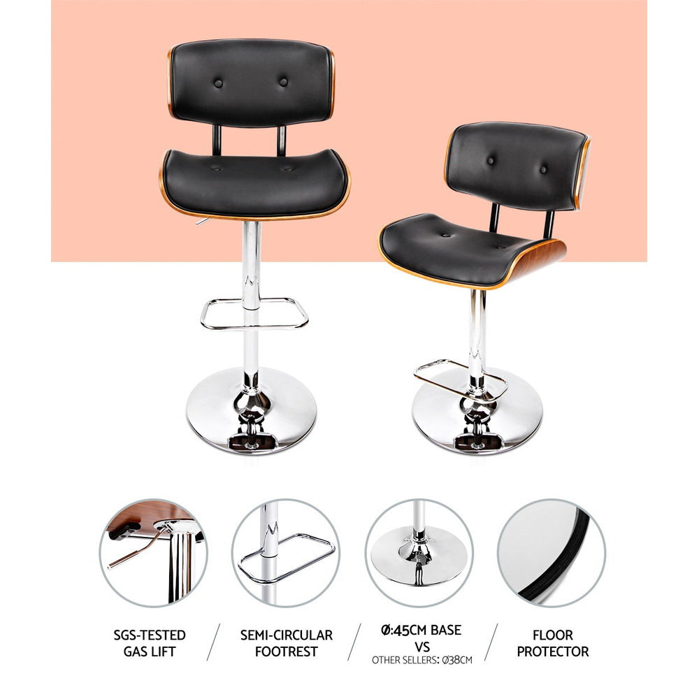 Dorian Wooden Gas Lift Bar Stool – Black