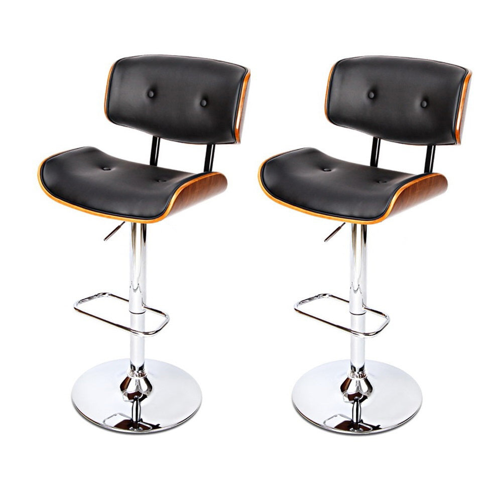 Alderon Gas Lift Bar Stools – Black & Chrome – Set of 2