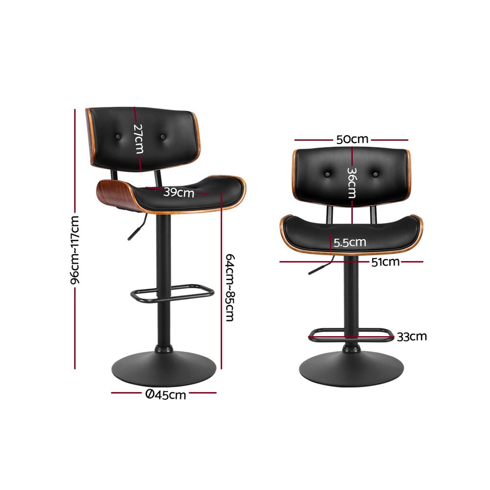 Nara Gas Lift Bar Stool – Leather – Black
