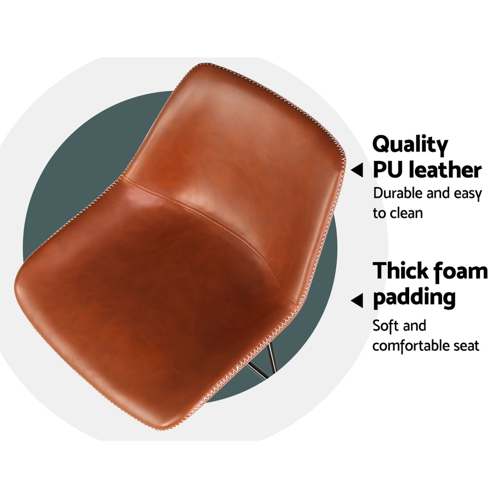 Alderon Leather Bar Stools – Brown – Set of 2
