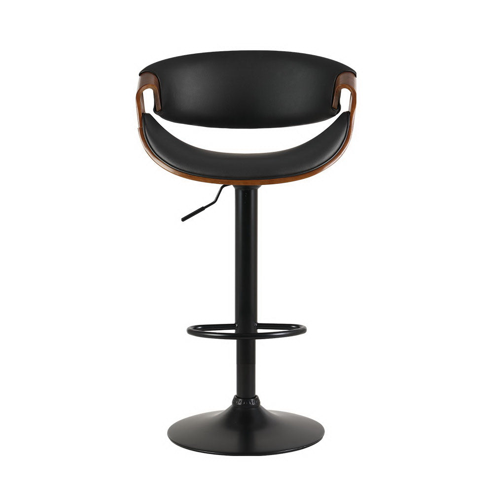 Harlow Gas Lift Wooden Leather Bar Stool – Black