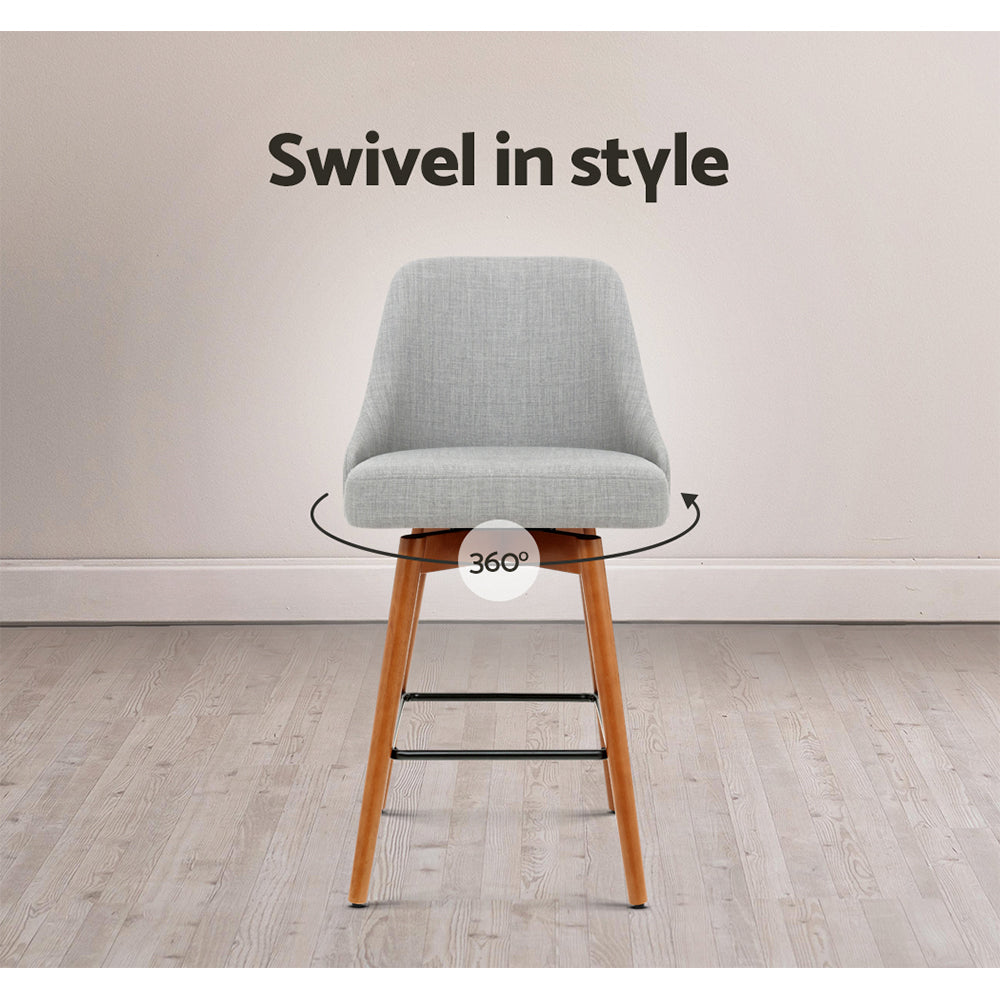 Ashton Fabric Bar Stools – Light Grey – Set of 2