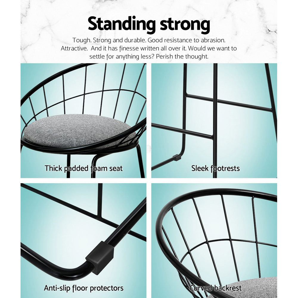 Garrison Steel & Fabric Bar Stools – Grey – Set of 2
