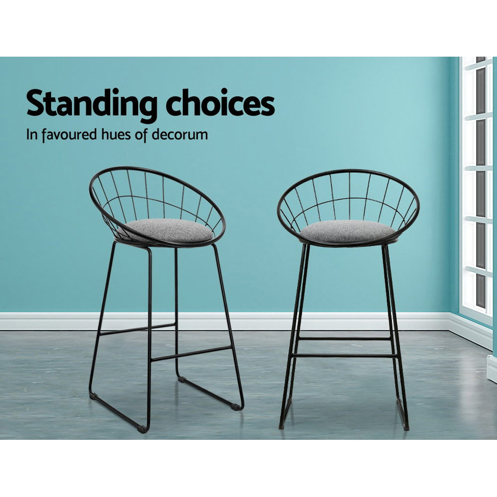 Garrison Steel & Fabric Bar Stools – Grey – Set of 2