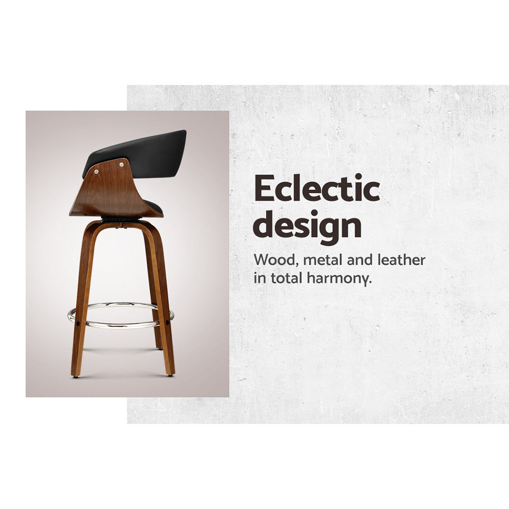 Oakley Swivel Bar Stool – Wood & Black – Single