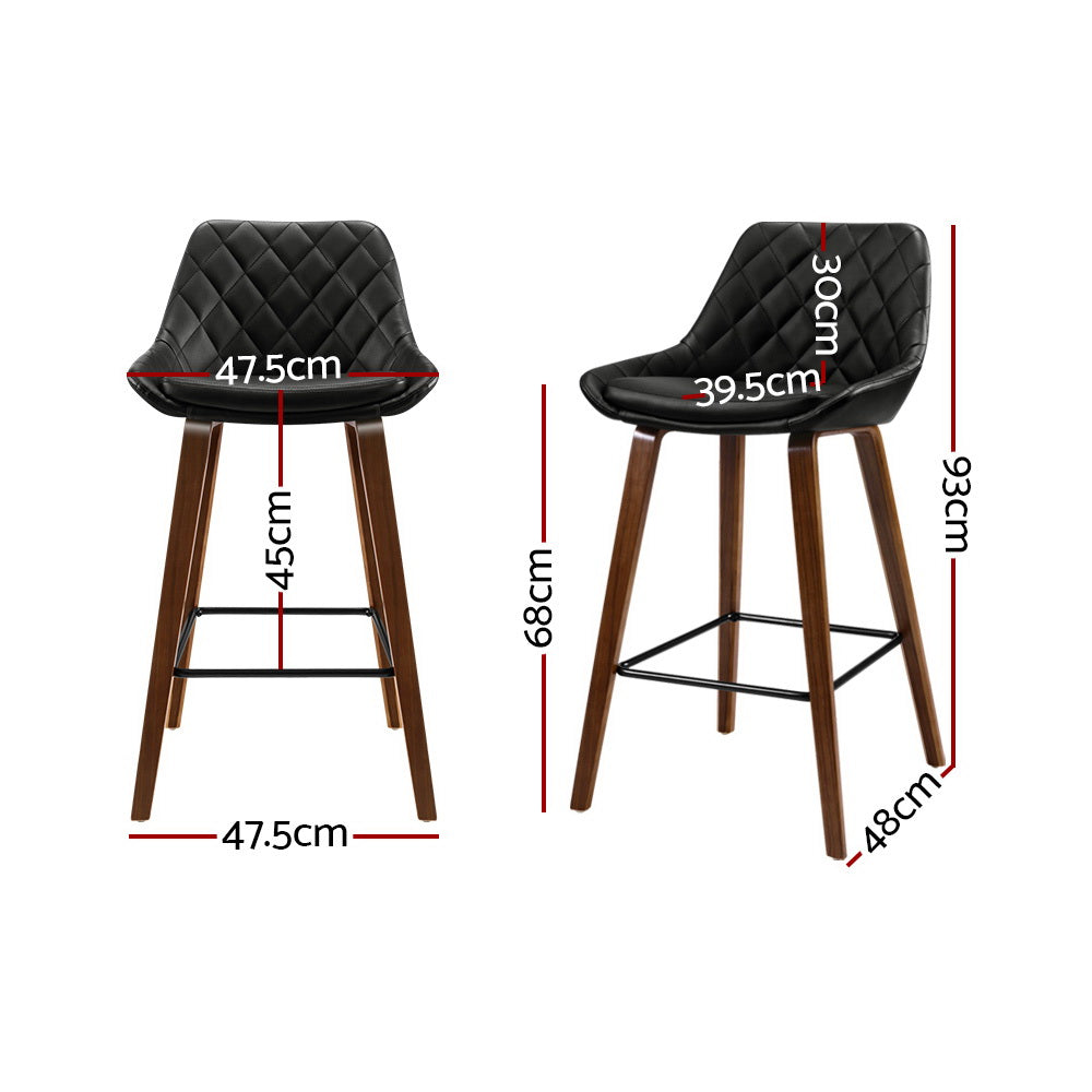 Halston Diamond Pleat Bar Stools – Black – Set of 2