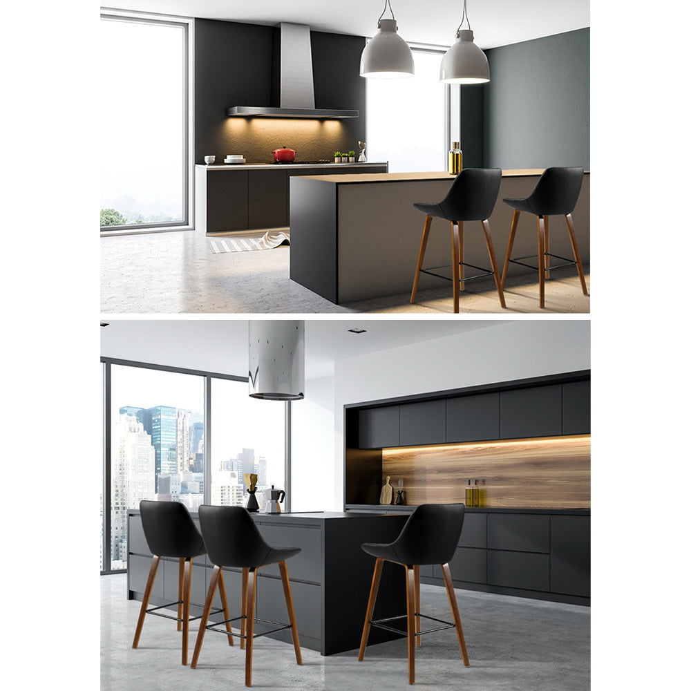 Halston Diamond Pleat Bar Stools – Black – Set of 2
